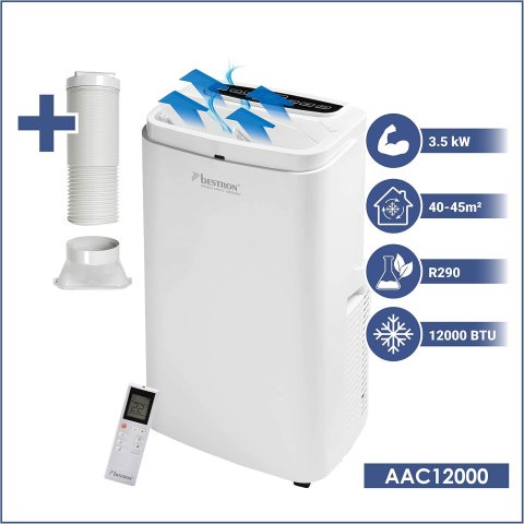 Bestron AAC12000 hűtő mobil klíma, 3,5KW, fehér - Mobil klíma