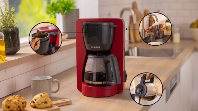 Bosch TKA2M114 MyMoment kávé és teafőző, 1,4 liter,1200W,  vörös - Kávéfőző, Teafőző