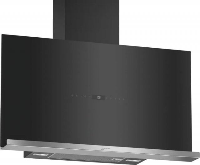 Neff D95FRW1S2 falra szerelhető elszívó ajándék Bosch TAT3P420 kenyérpirítóval, 90cm, fekete üveg, 717/578m3/h, B - Páraelszívó