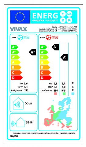 Vivax ACP12CH35AEMI M-Design, ajándék 45cm fali konzollal, Oldalfali Inverteres hűtő-fűtő split klíma szett, 3,5kW, A++/A+, Wifi ready - Split klíma