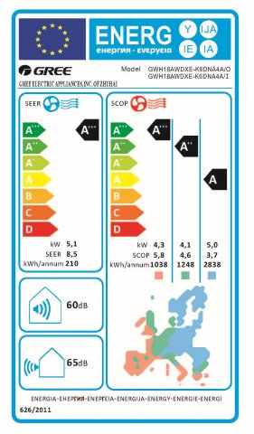 Gree GWH18AWDXE-K6DNA4A Cosmo inverteres hűtő-fűtő split klíma szett, 5,1kw, A+++/A++, Wifi - Split klíma