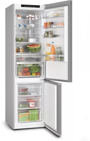 Bosch KGN39LBCF kombinált hűtőszekrény, 260+103 liter, C, Fekete üveg borítású ajtókkal. NoFrost - Szabadonálló hűtő, hűtőszekrény