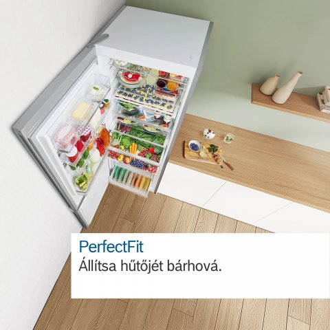 Bosch KGN39LBCF kombinált hűtőszekrény, 260+103 liter, C, Fekete üveg borítású ajtókkal. NoFrost - Szabadonálló hűtő, hűtőszekrény