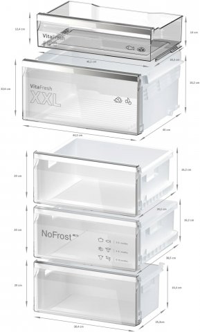 Bosch KGN39LBCF kombinált hűtőszekrény, 260+103 liter, C, Fekete üveg borítású ajtókkal. NoFrost - Szabadonálló hűtő, hűtőszekrény